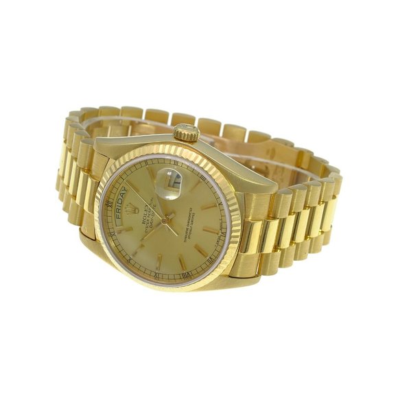 Rolex Mens Day-Date President Watch 18KY Solid Gold Champagne Dial 18038 MINT - Picture 6 of 12